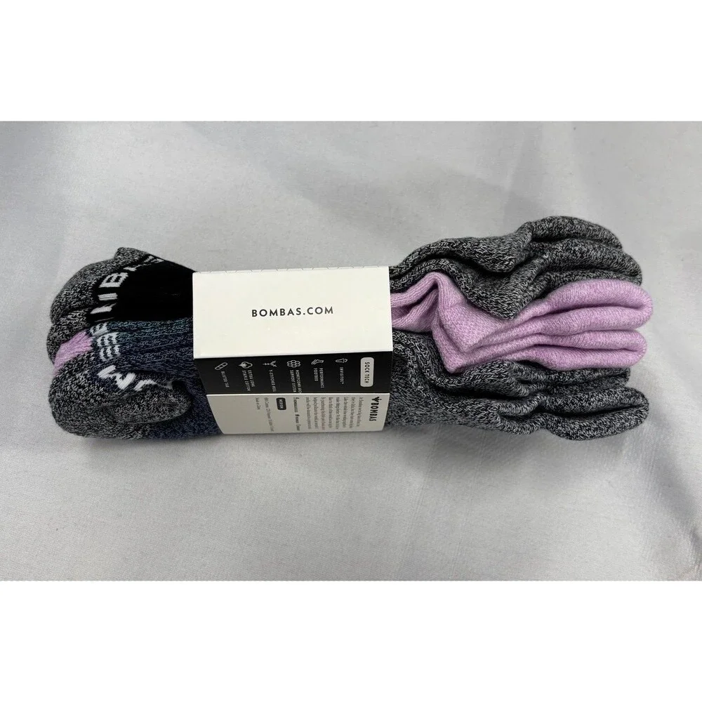 Bombas 3-pk Ankle Socks Size Medium Black Gray Purple NEW - Picture 4 of 5